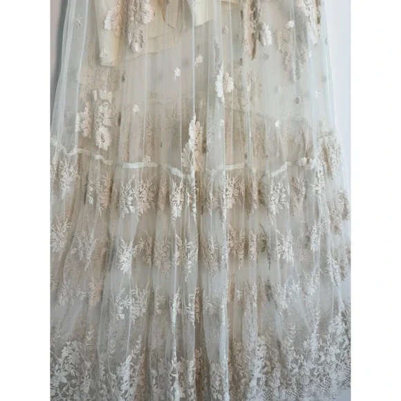 Zara Women's vintage-inspired White Floral Embroidered Mesh Maxi Dress Size XS - Picture 9 of 10